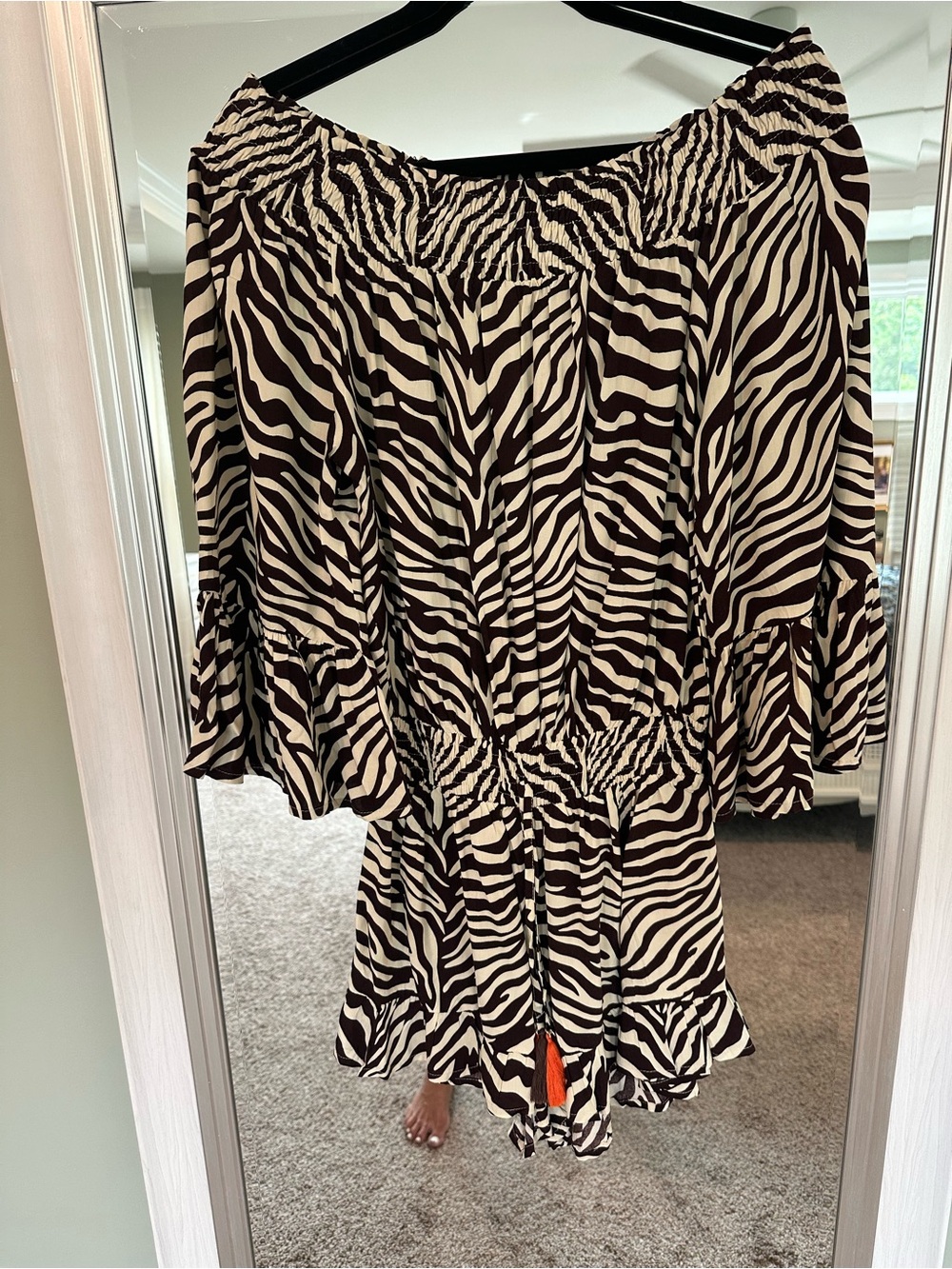 La Mer Luxe Zebra Off-the-Shoulder Romper